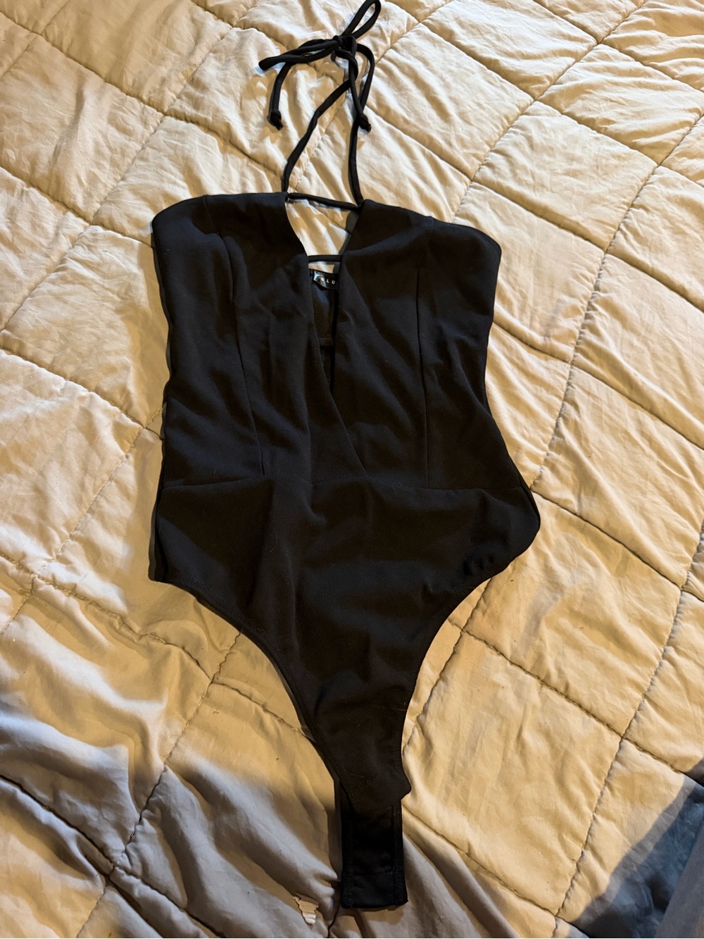 Blue Blush Black Halter-Style Bodysuit